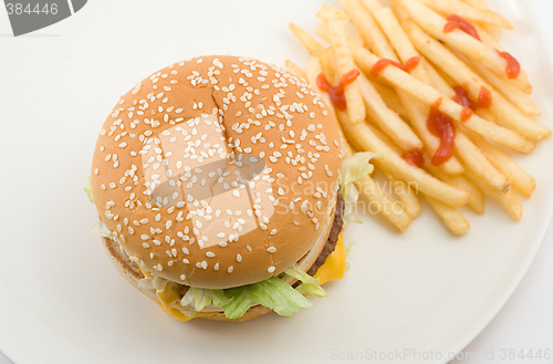 Image of cheeseburger and french fries