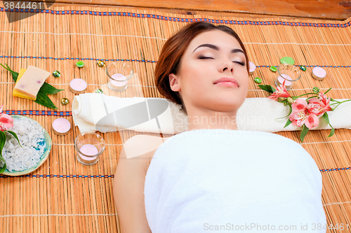 Image of Beautiful young woman at a spa salon