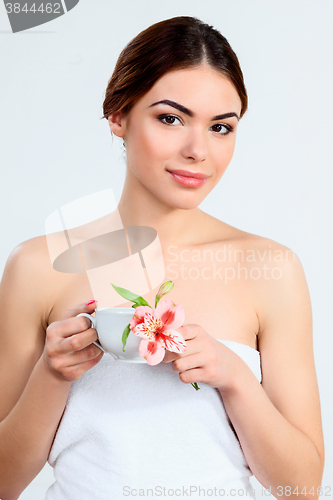Image of Beautiful girl with beautiful makeup, youth and skin care concept