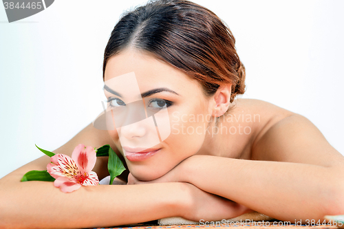 Image of Beautiful young woman at a spa salon