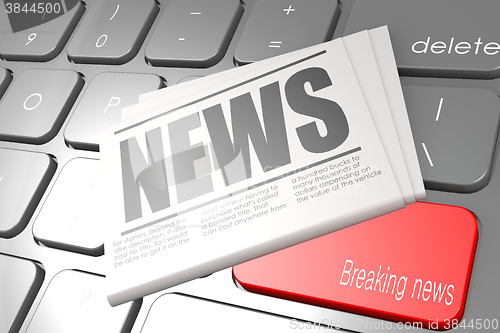 Image of Computer keyboard with word breaking news