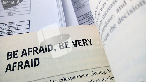 Image of Be afraid word on the book 
