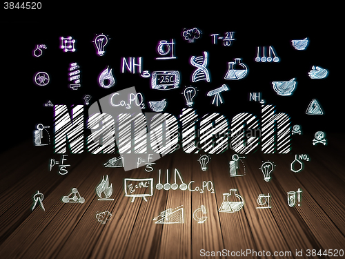 Image of Science concept: Nanotech in grunge dark room