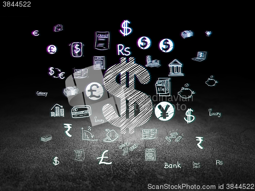 Image of Banking concept: Dollar in grunge dark room