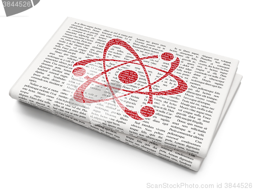 Image of Science concept: Molecule on Newspaper background