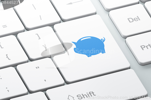 Image of Money concept: Money Box on computer keyboard background