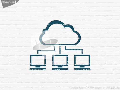 Image of Cloud technology concept: Cloud Network on wall background