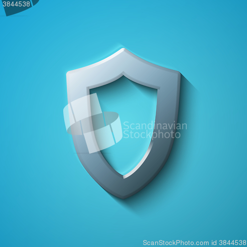 Image of Privacy concept: flat metallic Contoured Shield icon, vector