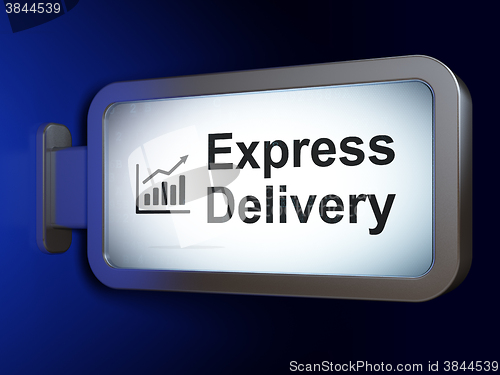 Image of Business concept: Express Delivery and Growth Graph on billboard background