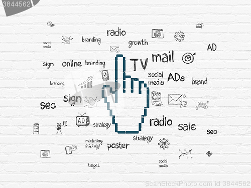 Image of Advertising concept: Mouse Cursor on wall background