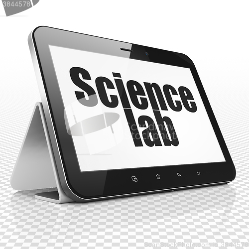 Image of Science concept: Tablet Computer with Science Lab on display