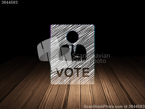 Image of Politics concept: Ballot in grunge dark room