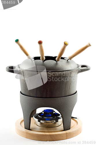 Image of cast iron fondue set