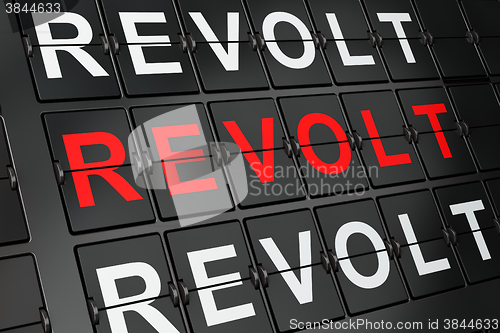 Image of Political concept: Revolt on airport board background