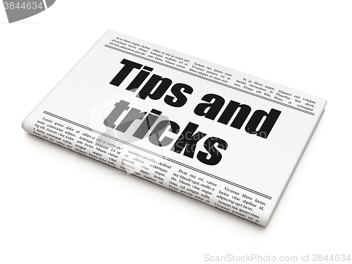 Image of Education concept: newspaper headline Tips And Tricks