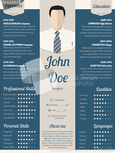 Image of Modern resume cv template in blue