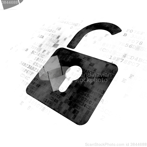 Image of Data concept: Opened Padlock on Digital background