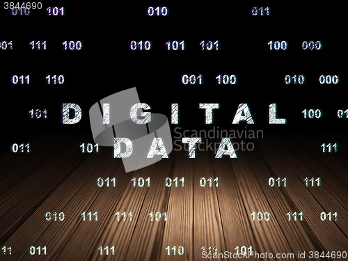 Image of Information concept: Digital Data in grunge dark room