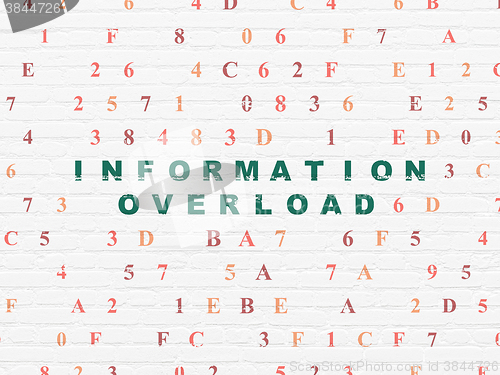 Image of Information concept: Information Overload on wall background