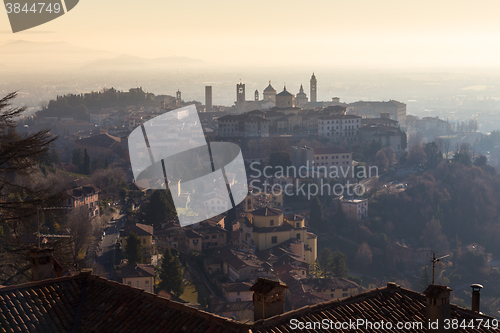 Image of Old town of ancient city Bergamo, Italy