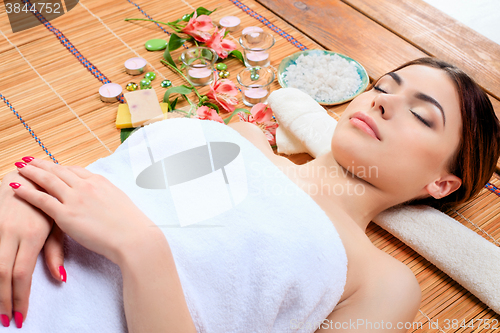 Image of Beautiful young woman at a spa salon