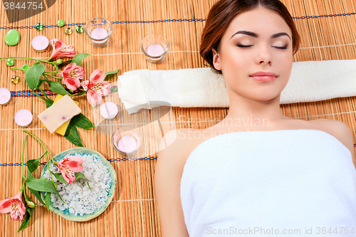 Image of Beautiful young woman at a spa salon