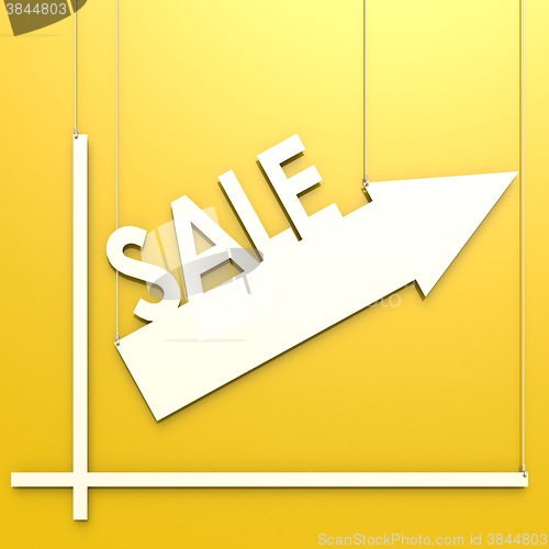 Image of Sale word with chart hang on yellow background