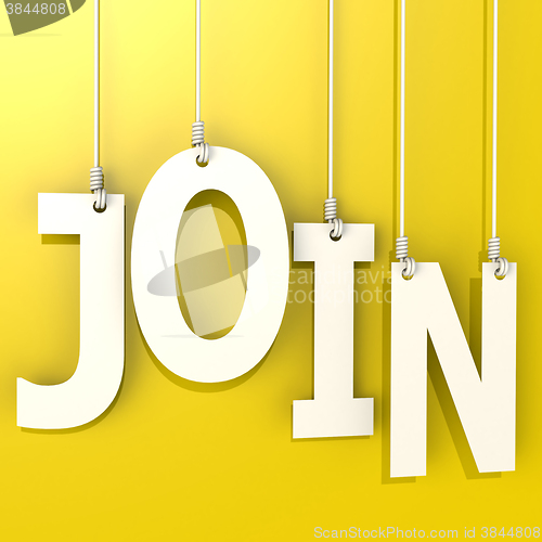 Image of Join word hang on yellow background