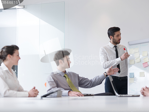 Image of group of young business people  on meeting at modern startup off