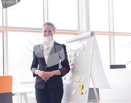 Image of portrait of young business woman at modern office