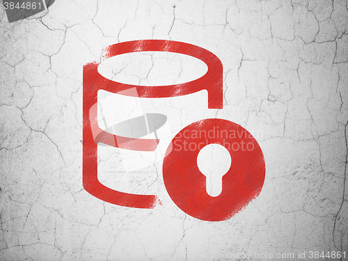 Image of Programming concept: Database With Lock on wall background