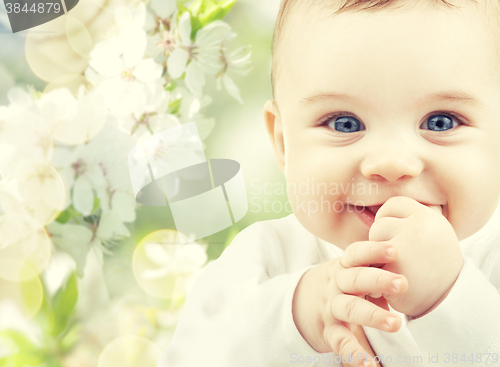 Image of closeup of happy baby boy 