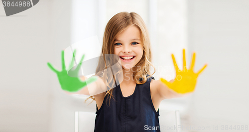 Image of girl showing painted hands