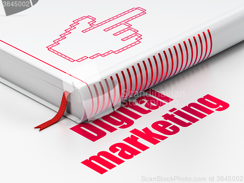 Image of Advertising concept: book Mouse Cursor, Digital Marketing on white background
