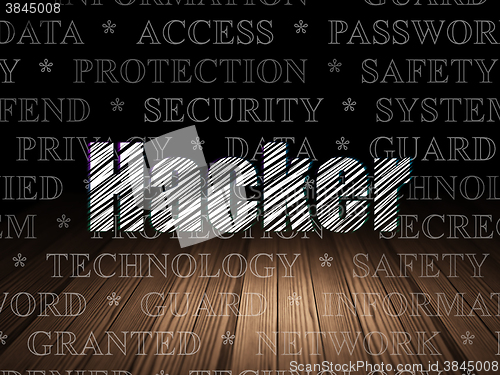 Image of Security concept: Hacker in grunge dark room
