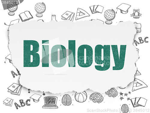 Image of Education concept: Biology on Torn Paper background