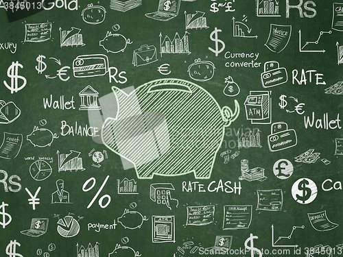 Image of Money concept: Money Box on School Board background