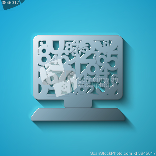 Image of Education concept: flat metallic Computer Pc icon, vector