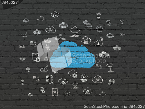 Image of Cloud computing concept: Cloud on wall background