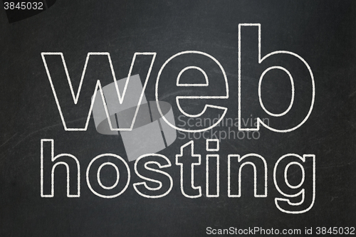 Image of Web design concept: Web Hosting on chalkboard background