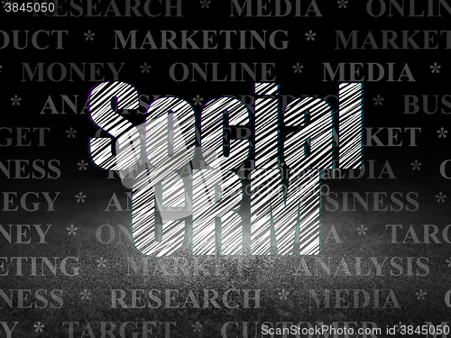 Image of Advertising concept: Social CRM in grunge dark room