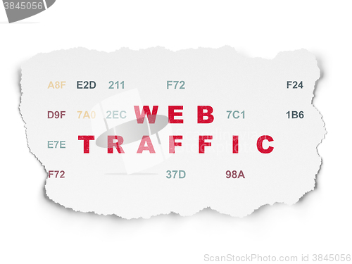 Image of Web development concept: Web Traffic on Torn Paper background