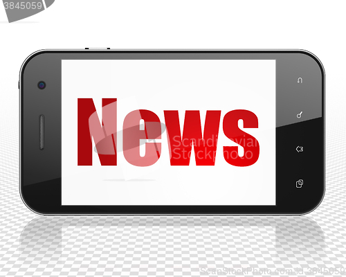 Image of News concept: Smartphone with News on display