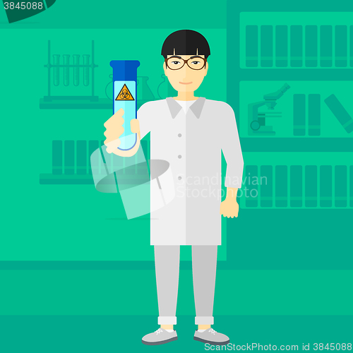 Image of Laboratory assistant with test tube.