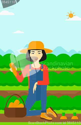 Image of Farmer collecting carrots.