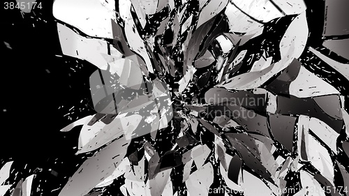 Image of Glass break and shatter with motion blur on black