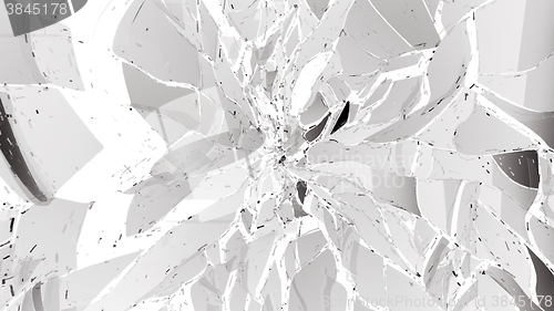 Image of Pieces of broken or cracked glass on white