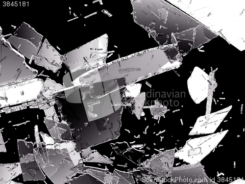 Image of Damaged and Shattered glass on black