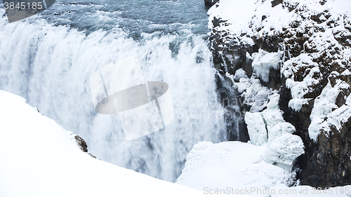 Image of Waterfall Gullfoss in Iceland, wintertime