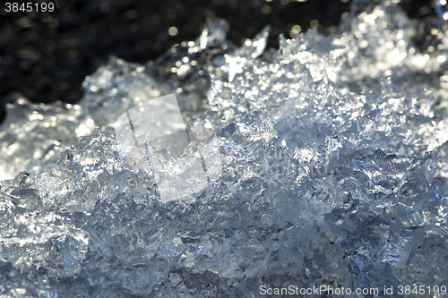 Image of Closeup of an ice block at a glacier lagoon in Iceland